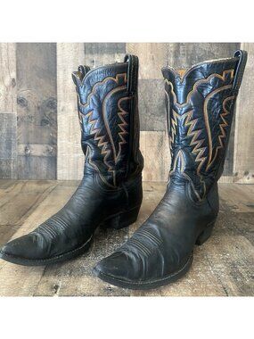 Tony Lama El Paso Vintage Pointed Toe Western Cowboy Boots Mens 12 D